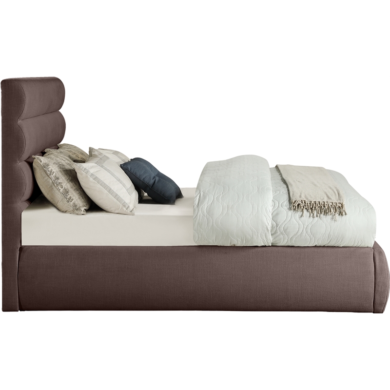 Bowery Hill Contemporary Upholstered Brown Linen Textured Fabric Full Bed