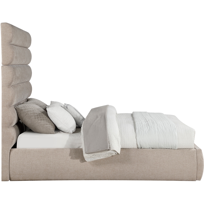 Bowery Hill Contemporary Soft Beige Chenille Fabric Queen Bed