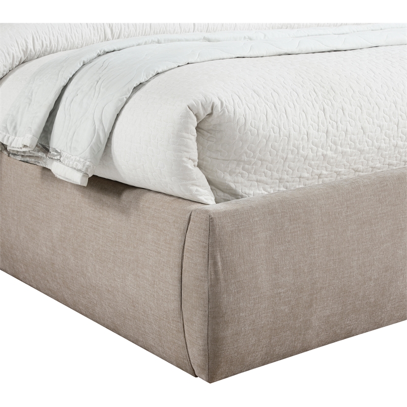 Bowery Hill Contemporary Soft Beige Chenille Fabric Queen Bed