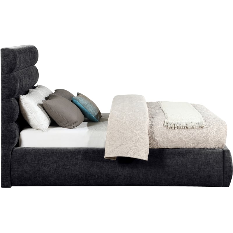 Bowery Hill Contemporary Soft Black Chenille Fabric Full Bed