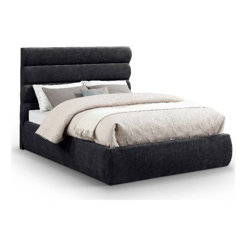Bowery Hill Contemporary Soft Black Chenille Fabric Full Bed