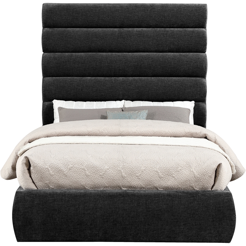 Bowery Hill Contemporary Soft Black Chenille Fabric Full Bed