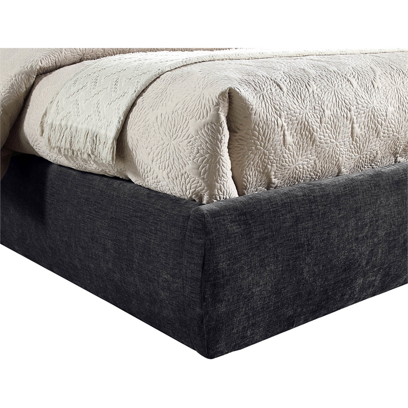 Bowery Hill Contemporary Soft Black Chenille Fabric Full Bed