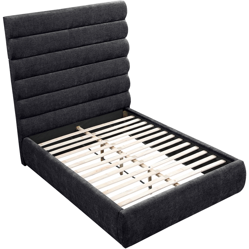 Bowery Hill Contemporary Soft Black Chenille Fabric Full Bed