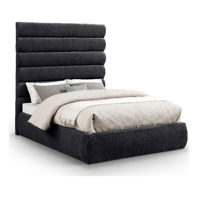 Bowery Hill Contemporary Soft Black Chenille Fabric Full Bed