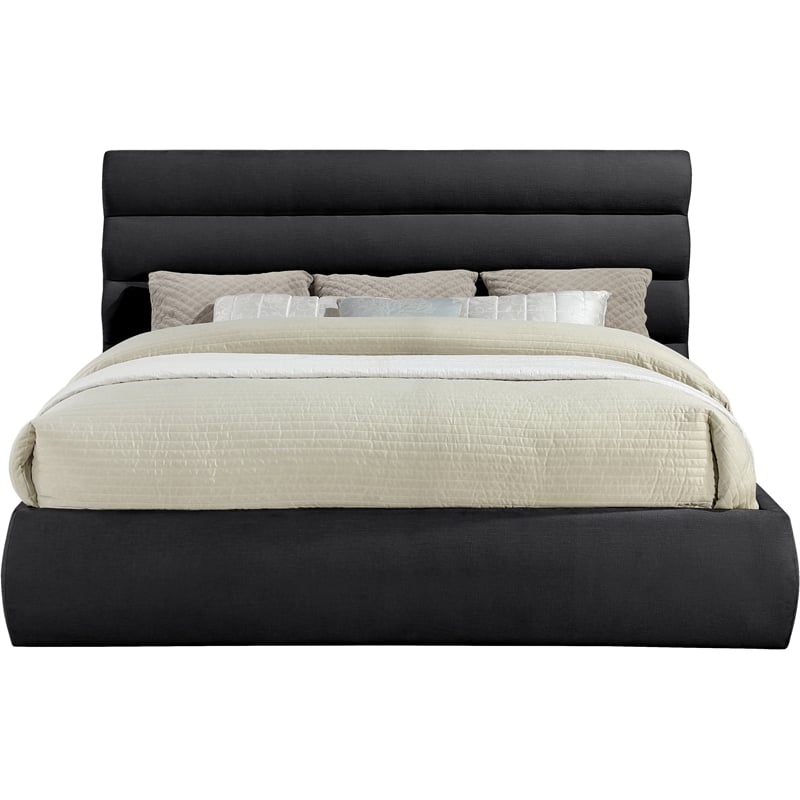 Bowery Hill Contemporary Soft Black Chenille Fabric King Bed