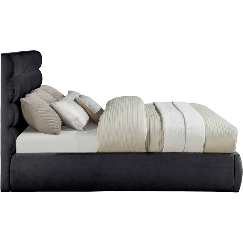 Bowery Hill Contemporary Soft Black Chenille Fabric King Bed