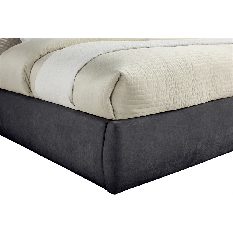 Bowery Hill Contemporary Soft Black Chenille Fabric King Bed