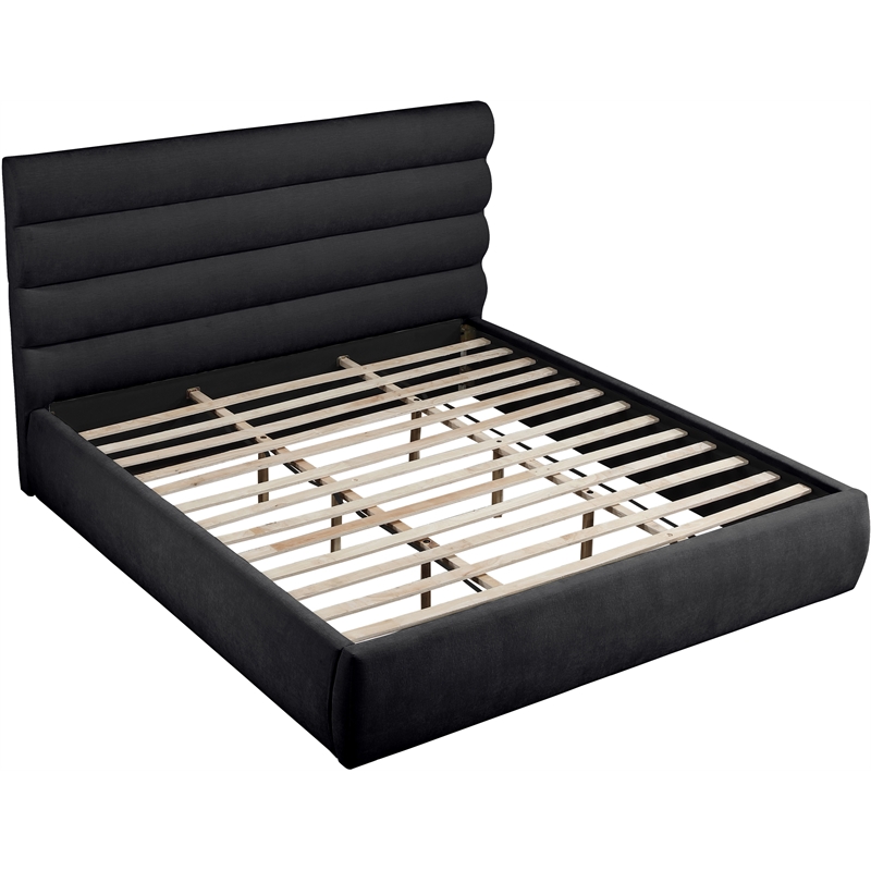 Bowery Hill Contemporary Soft Black Chenille Fabric King Bed