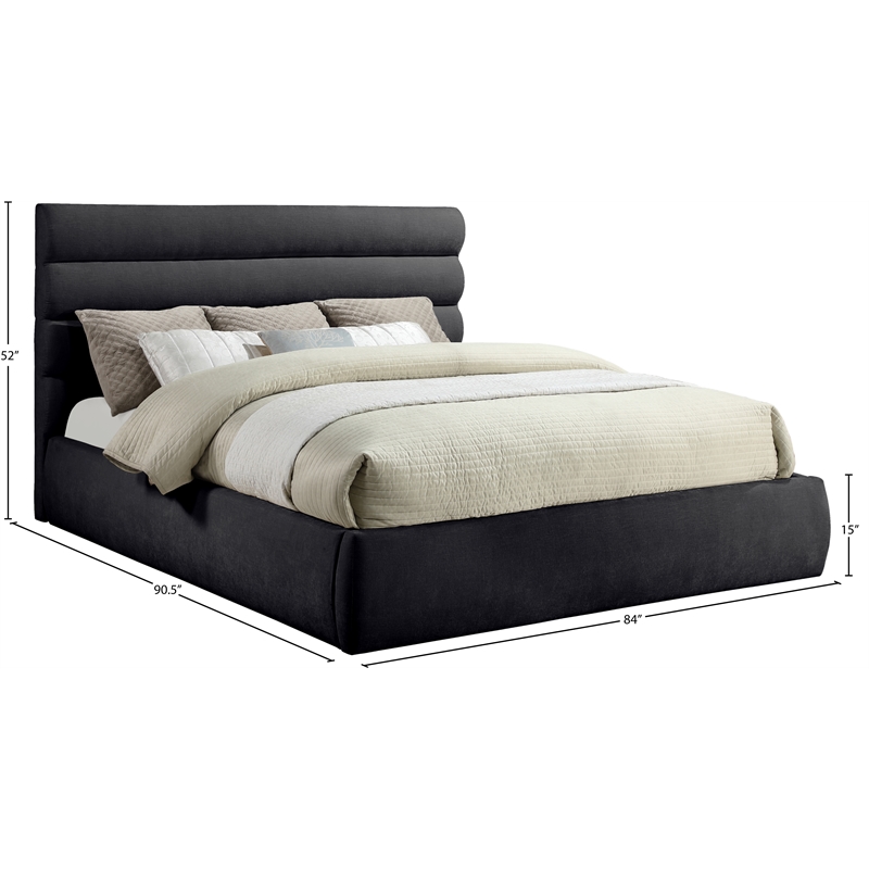 Bowery Hill Contemporary Soft Black Chenille Fabric King Bed
