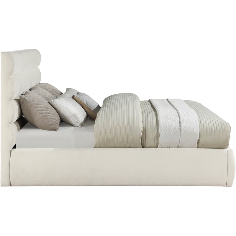 Bowery Hill Contemporary Soft Cream Chenille Fabric King Bed