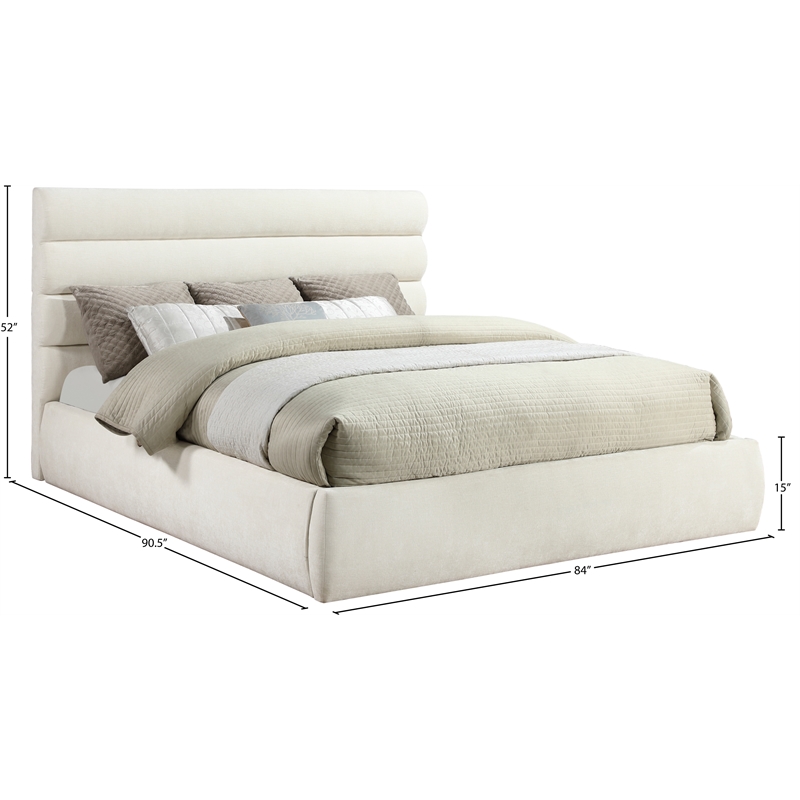 Bowery Hill Contemporary Soft Cream Chenille Fabric King Bed