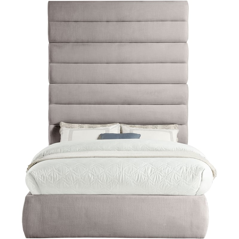 Bowery Hill Contemporary Upholstered Taupe Linen Textured Fabric Full Bed