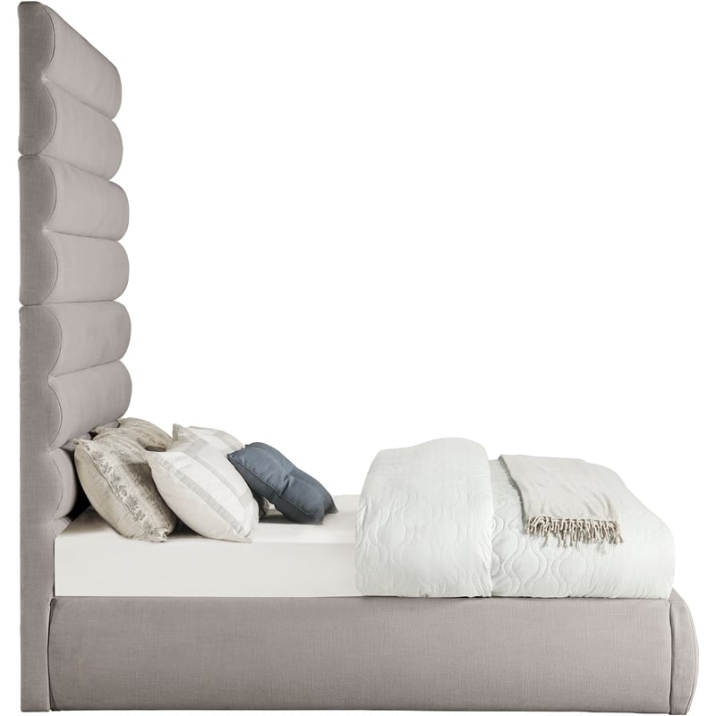 Bowery Hill Contemporary Upholstered Taupe Linen Textured Fabric Full Bed