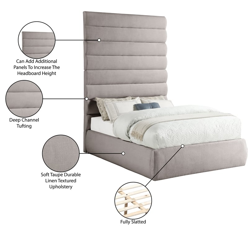 Bowery Hill Contemporary Upholstered Taupe Linen Textured Fabric Full Bed