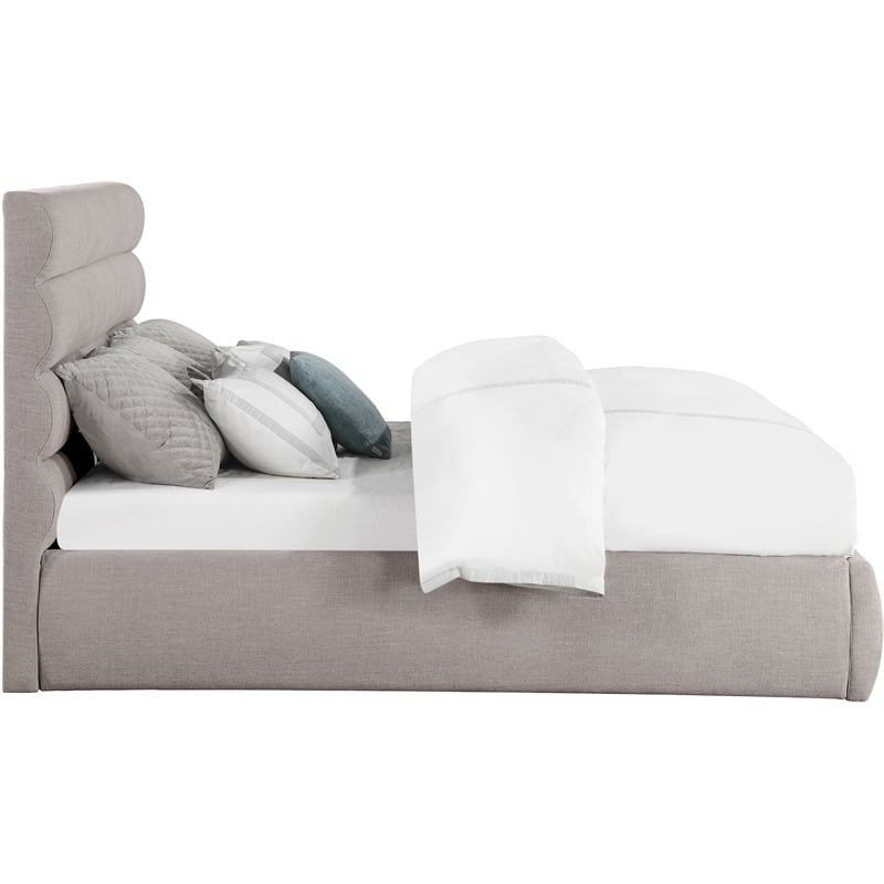 Bowery Hill Contemporary Upholstered Taupe Linen Textured Fabric King Bed