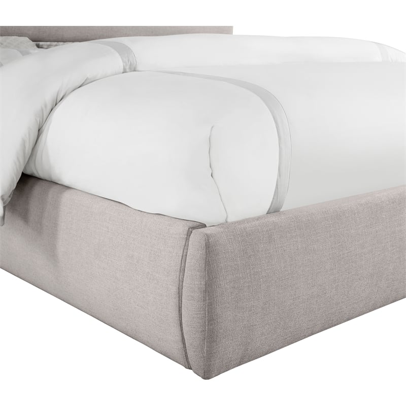 Bowery Hill Contemporary Upholstered Taupe Linen Textured Fabric King Bed