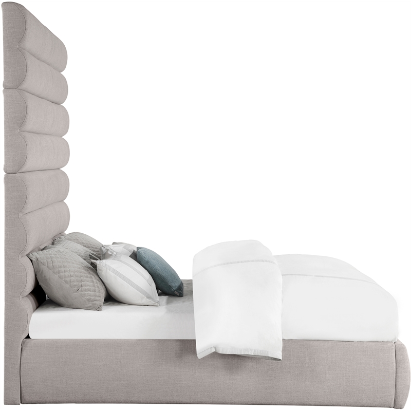 Bowery Hill Contemporary Upholstered Taupe Linen Textured Fabric King Bed