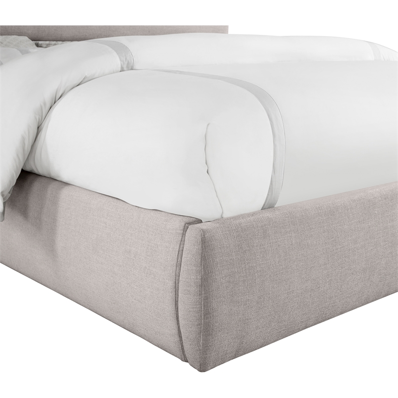 Bowery Hill Contemporary Upholstered Taupe Linen Textured Fabric King Bed