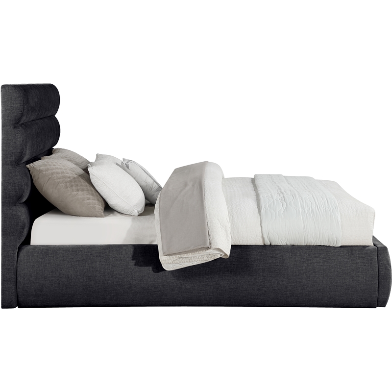 Bowery Hill Contemporary Soft Black Chenille Fabric Queen Bed
