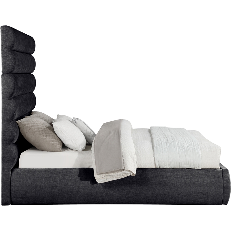 Bowery Hill Contemporary Soft Black Chenille Fabric Queen Bed
