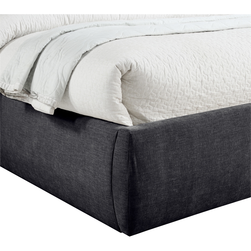 Bowery Hill Contemporary Soft Black Chenille Fabric Queen Bed