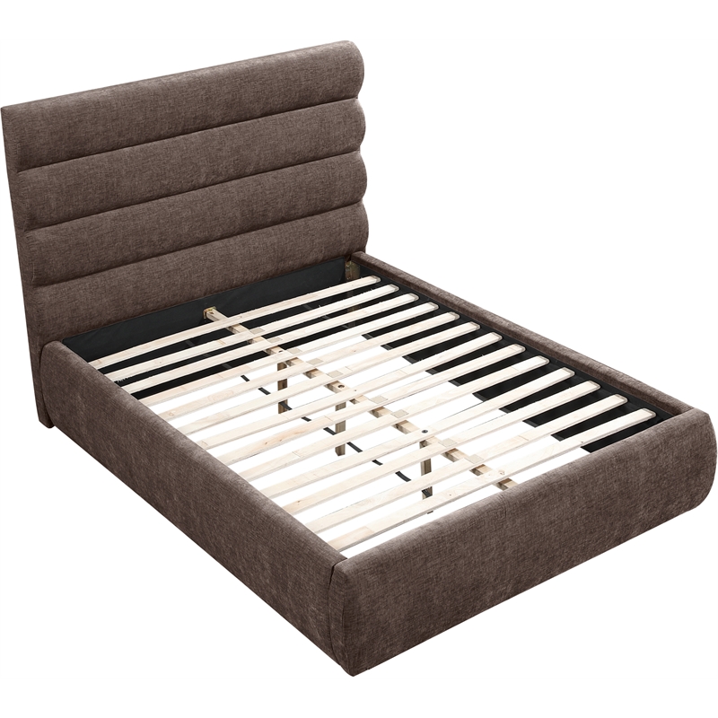 Bowery Hill Contemporary Soft Brown Chenille Fabric Full Bed