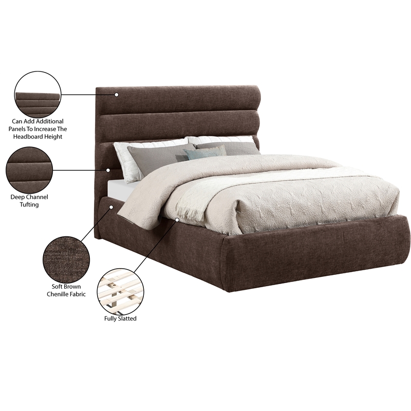 Bowery Hill Contemporary Soft Brown Chenille Fabric Full Bed