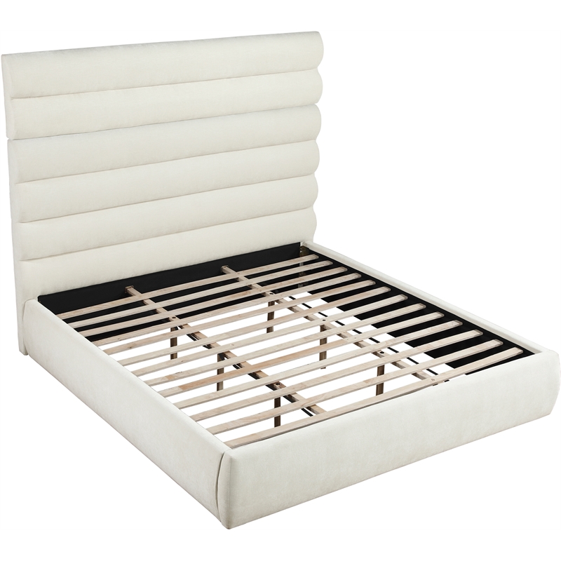 Bowery Hill Contemporary Soft Cream Chenille Fabric King Bed