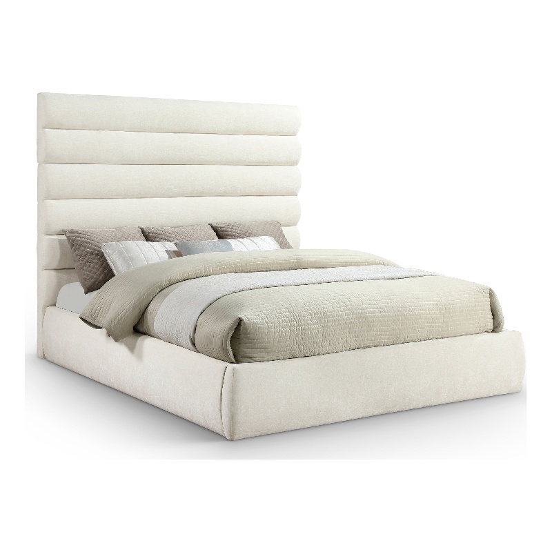 Bowery Hill Contemporary Soft Cream Chenille Fabric King Bed