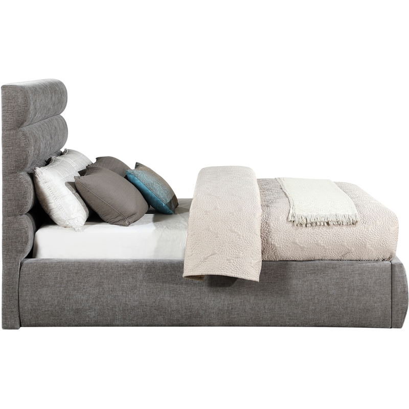 Bowery Hill Contemporary Deep Channel Tufted Soft Grey Chenille Fabric Full Bed