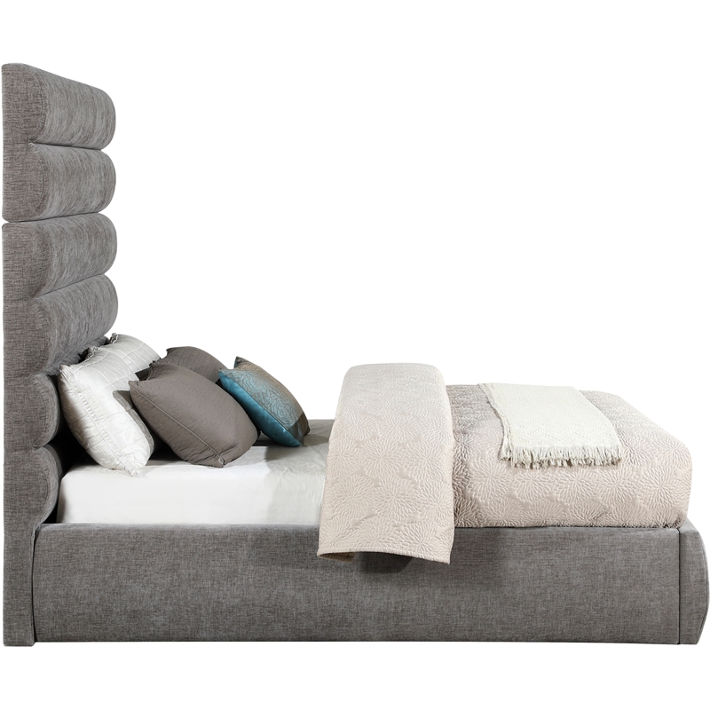 Bowery Hill Contemporary Deep Channel Tufted Soft Grey Chenille Fabric Full Bed