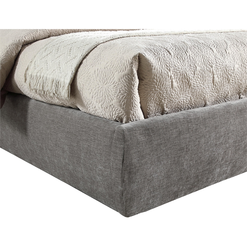 Bowery Hill Contemporary Deep Channel Tufted Soft Grey Chenille Fabric Full Bed