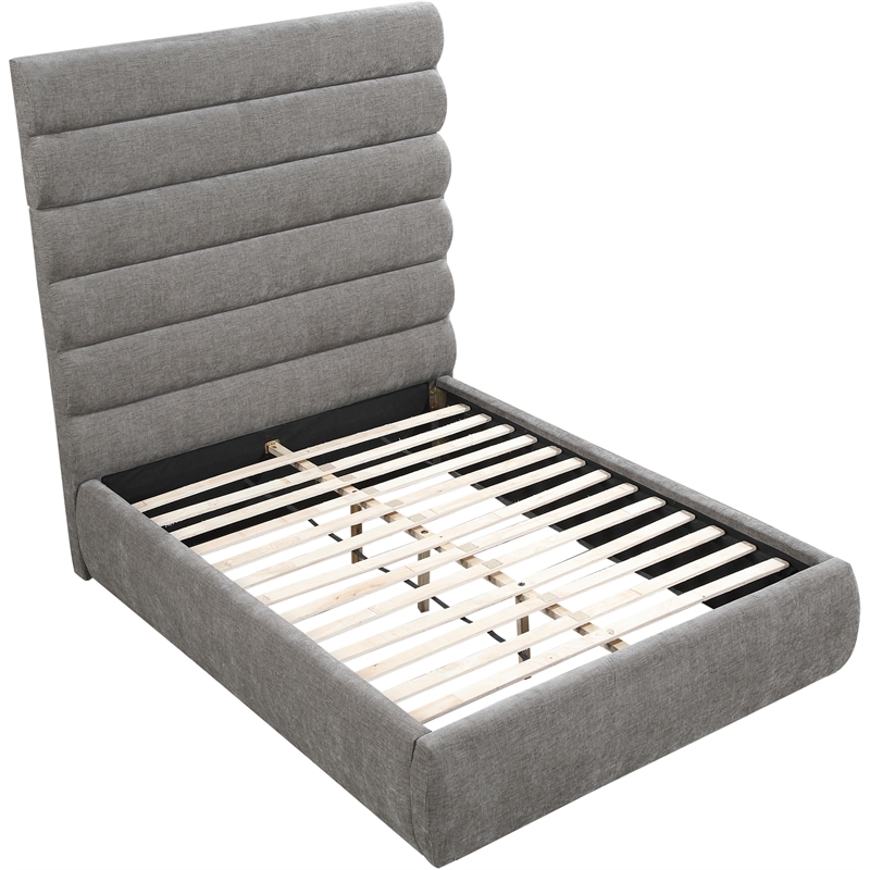 Bowery Hill Contemporary Deep Channel Tufted Soft Grey Chenille Fabric Full Bed