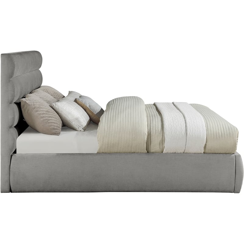 Bowery Hill Contemporary Deep Channel Tufted Soft Grey Chenille Fabric King Bed