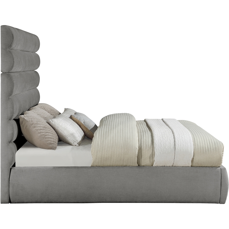 Bowery Hill Contemporary Deep Channel Tufted Soft Grey Chenille Fabric King Bed