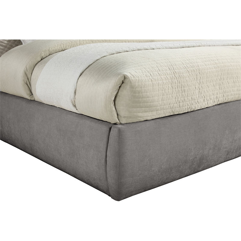 Bowery Hill Contemporary Deep Channel Tufted Soft Grey Chenille Fabric King Bed