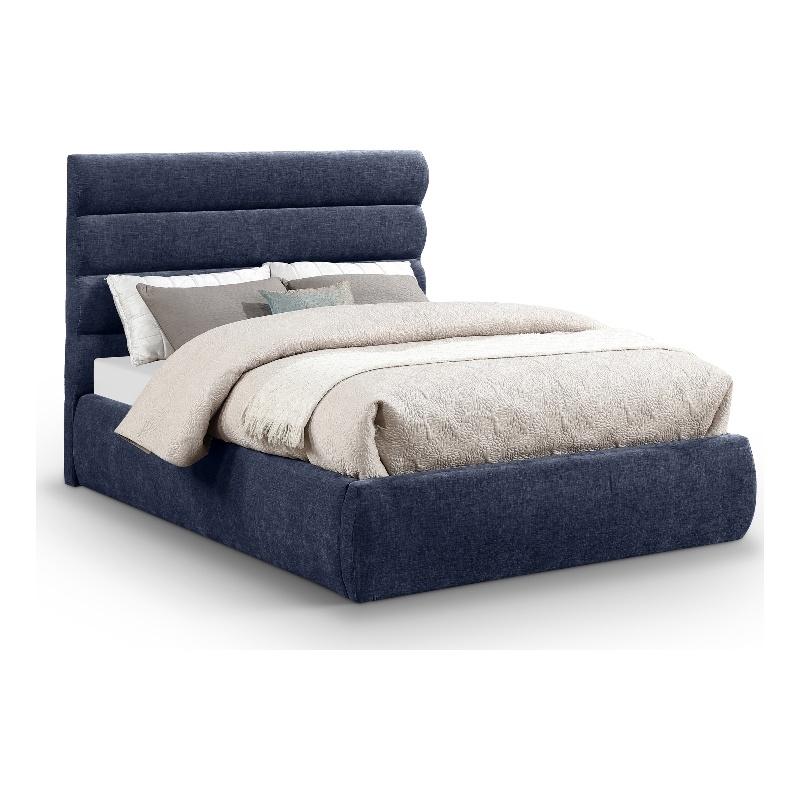 Bowery Hill Contemporary Deep Channel Tufted Soft Navy Chenille Fabric Full Bed