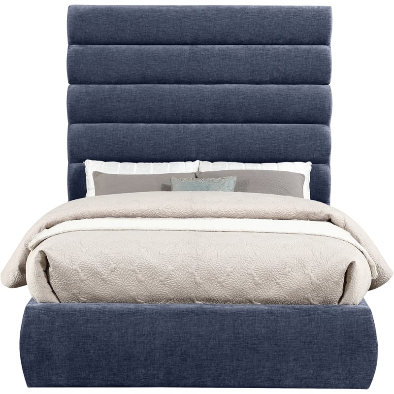 Bowery Hill Contemporary Deep Channel Tufted Soft Navy Chenille Fabric Full Bed