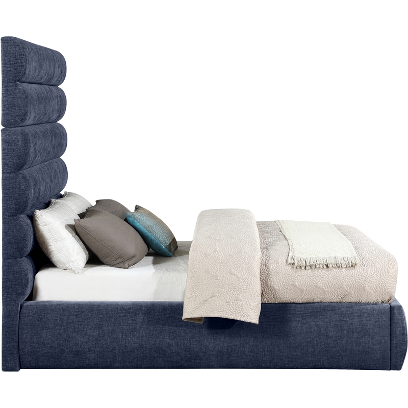 Bowery Hill Contemporary Deep Channel Tufted Soft Navy Chenille Fabric Full Bed