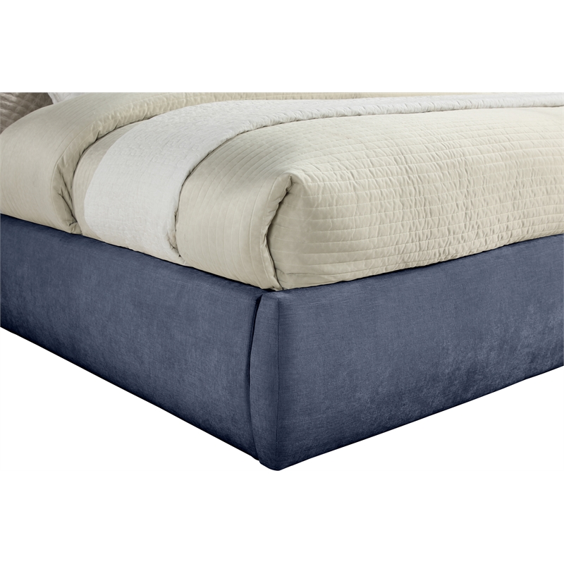 Bowery Hill Contemporary Deep Channel Tufted Soft Navy Chenille Fabric King Bed