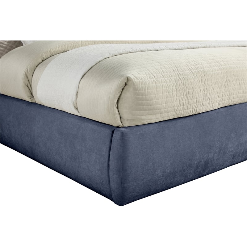 Bowery Hill Contemporary Deep Channel Tufted Soft Navy Chenille Fabric King Bed