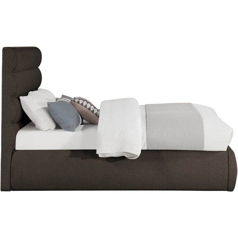Bowery Hill Contemporary Deep Channel Tufted Rich Brown Boucle Fabric Full Bed