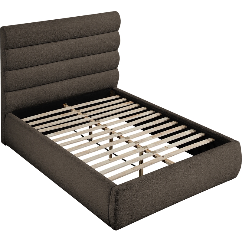 Bowery Hill Contemporary Deep Channel Tufted Rich Brown Boucle Fabric Full Bed