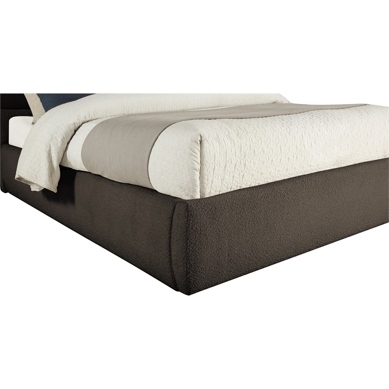 Bowery Hill Contemporary Deep Channel Tufted Rich Brown Boucle Fabric Full Bed