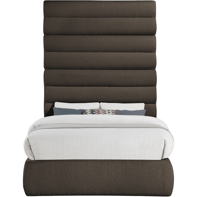 Bowery Hill Contemporary Deep Channel Tufted Rich Brown Boucle Fabric Full Bed