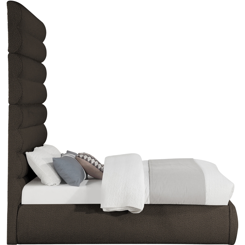 Bowery Hill Contemporary Deep Channel Tufted Rich Brown Boucle Fabric Full Bed