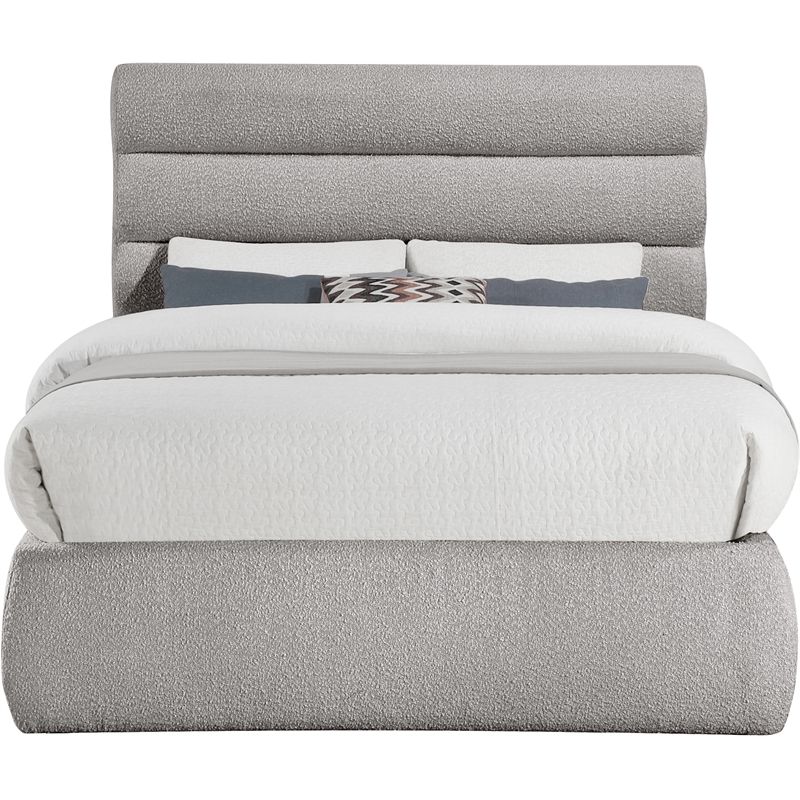 Bowery Hill Contemporary Deep Channel Tufted Rich Taupe Boucle Fabric Full Bed