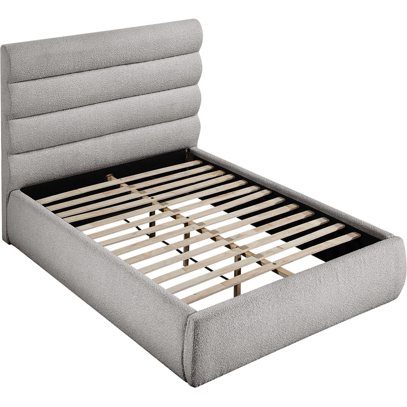 Bowery Hill Contemporary Deep Channel Tufted Rich Taupe Boucle Fabric Full Bed