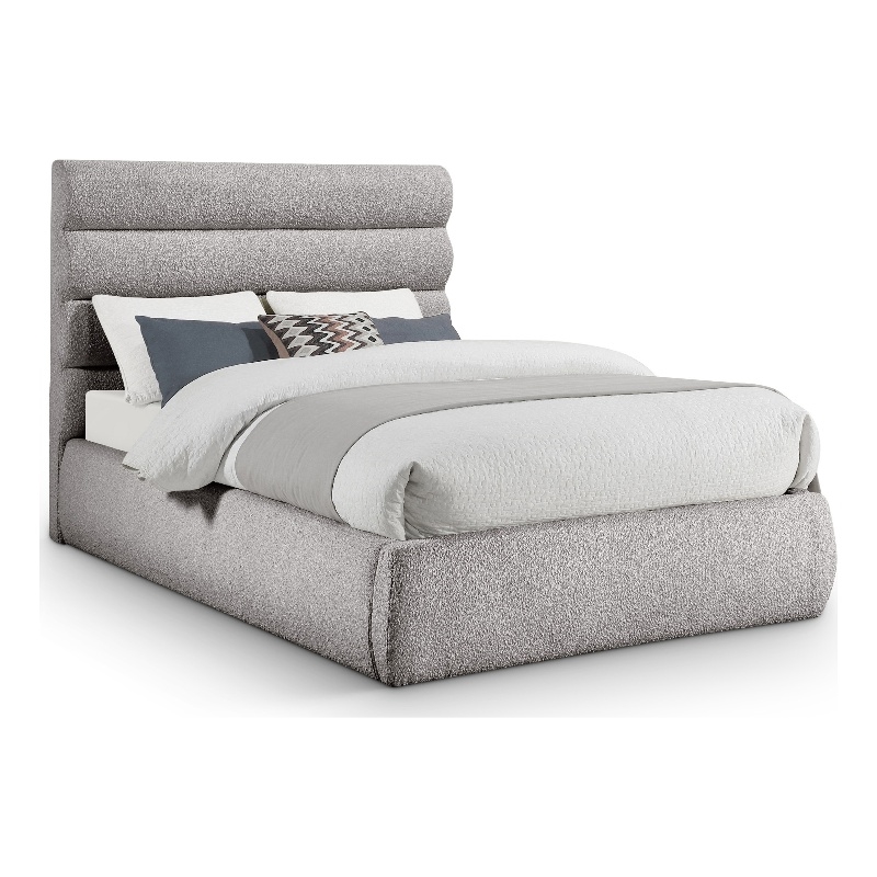 Bowery Hill Contemporary Deep Channel Tufted Rich Taupe Boucle Fabric Full Bed